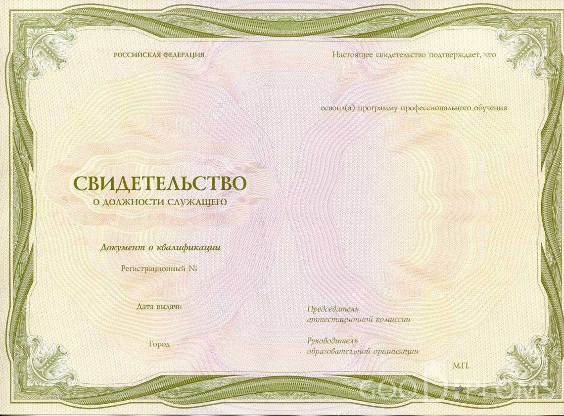 Свидетельство о Должности Служащего период выдачи 1999-2020 -  Назрань