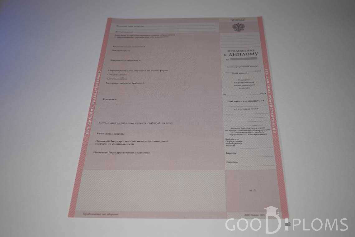 Приложение к Диплому Техникума с Отличием в период c 1997 по 2002 год - Назрань