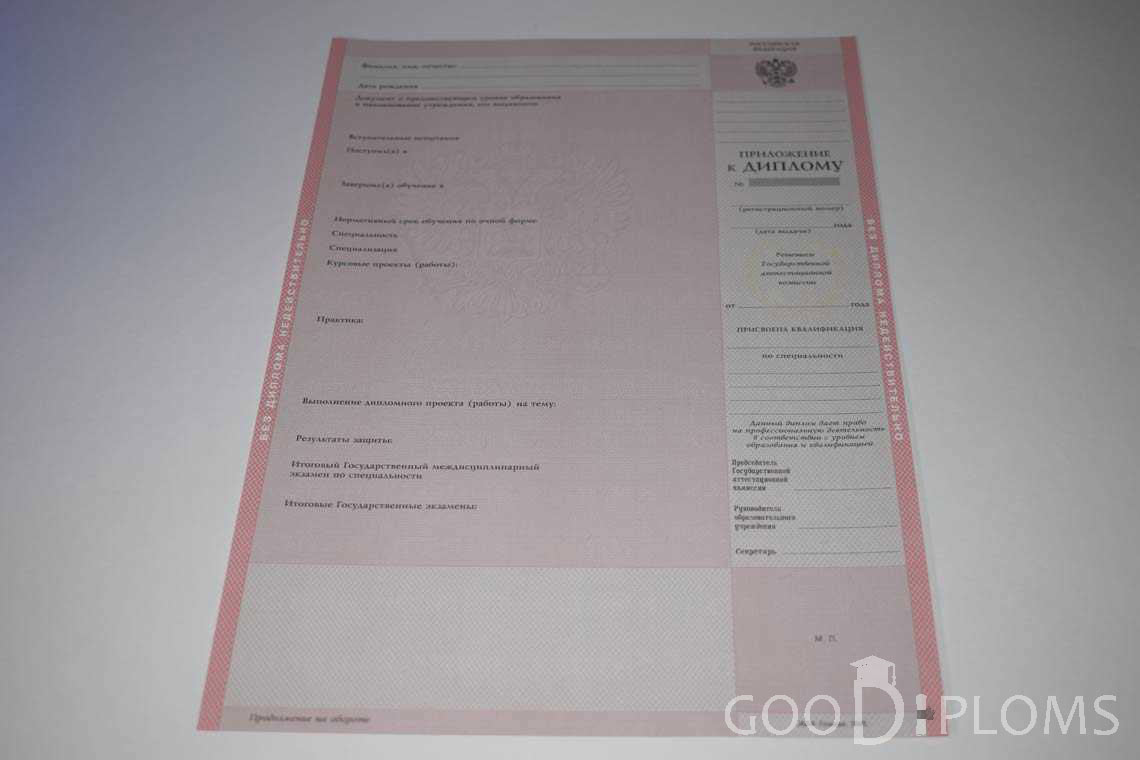 Приложение к Диплому Техникума с Отличием  в период c 2003 по 2007 год - Назрань