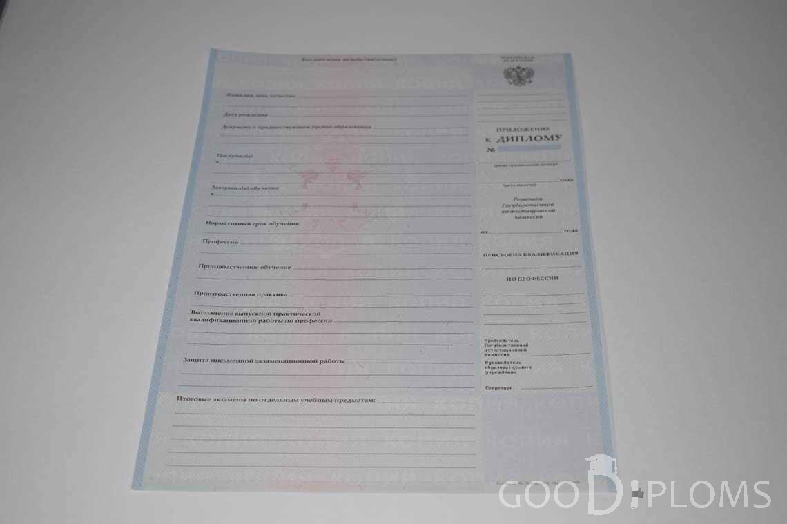 Приложение к Диплому Техникума с Отличием в период c 2008 по 2010 год - Назрань